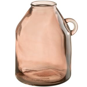 Růžová skleněná váza J-Line Nyland 25 cm  - Výška25 cm- Váza 100% recyklované sklo