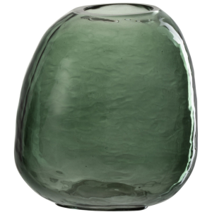 Zelená skleněná váza J-line Ruggy 13 cm  - Výška13 cm- Průměr 10 cm