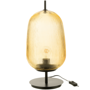 Žlutá skleněná stolní lampa J-line Palme  - Výška49 cm- Průměr 22 cm