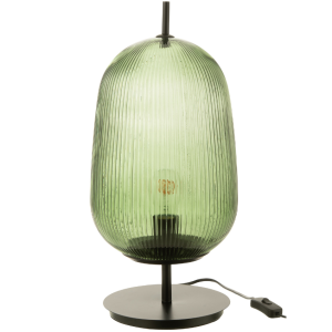 Zelená skleněná stolní lampa J-line Palme  - Výška49 cm- Průměr 22 cm