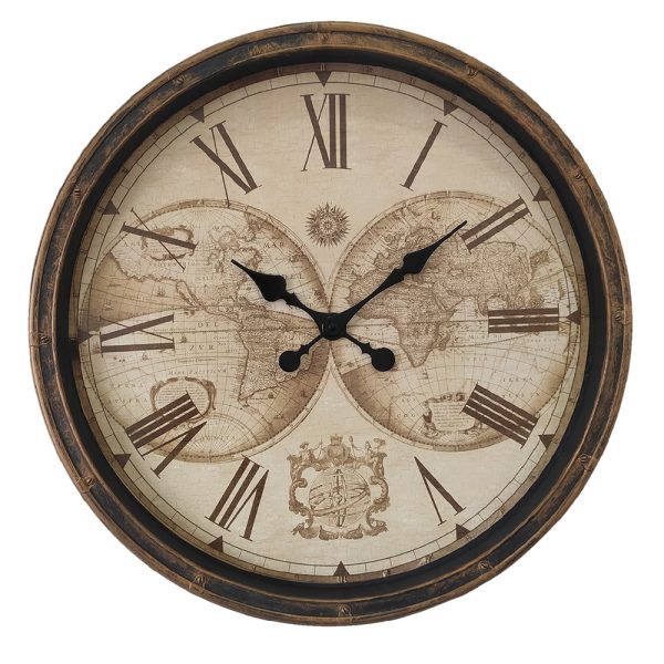 Antik nástěnné hodiny s polokoulemi Wanio - Ø 50*5 cm / 1*AA Clayre & Eef  - -