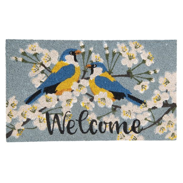 Barevná rohožka s ptáčky Welcome - 75*45*1 cm Clayre & Eef  - -