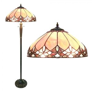 Béžová stojací Tiffany lampa Franciette  - Ø 50*157 cm E27/max 2*60W Clayre & Eef  - -