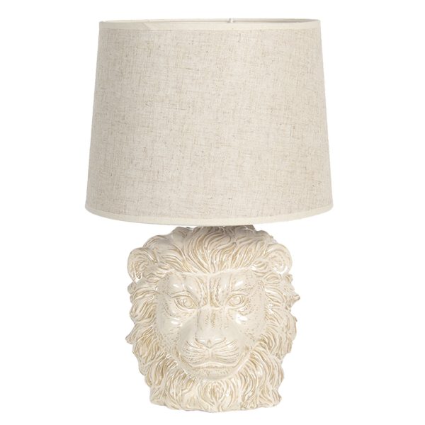 Béžová stolní lampa s hlavou lva - Ø 30*49 cm E27/max 1*60W Clayre & Eef  - -