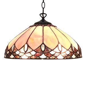 Béžová závěsná stropní lampa Tiffany Franciette - Ø 39 cm E27/max 1*60W Clayre & Eef  - -