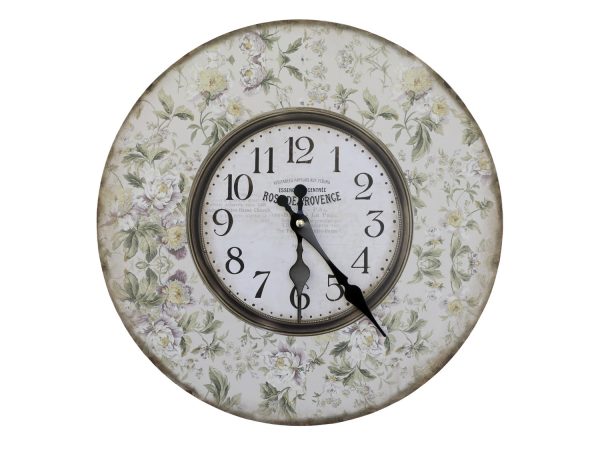 Béžové antik nástěnné hodiny Rose de Provence – 34*3cm/ 1*AA Chic Antique  - -
