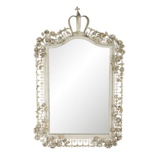 Béžové zrcadlo s ozdobným rámem ve vintage stylu - 63*6*102 cm Clayre & Eef  - -