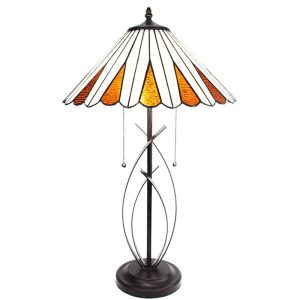Béžovo-hnědá stolní lampa Tiffany Owa - Ø 41*69 cm E27/max 2*60W Clayre & Eef  - -