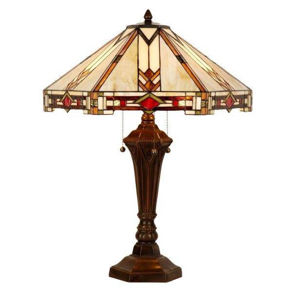 Béžovo-hnědá stolní lampa Tiffany Tippia - 50*50*75 cm E27/max 2*60W Clayre & Eef  - -