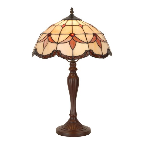 Béžovo-hnědá stolní lampa Tiffany Tralle - Ø 35*53 cm E14/max 2*40W Clayre & Eef  - -