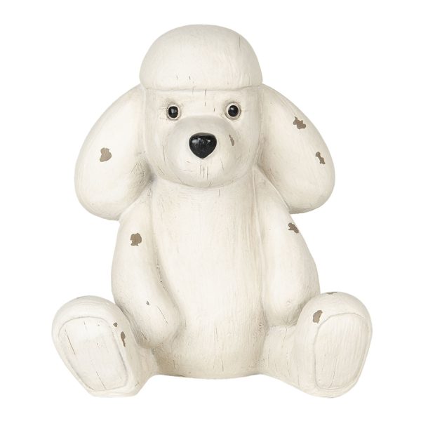Bílá antik dekorace pes pudlík - 14*12*16 cm Clayre & Eef  - -