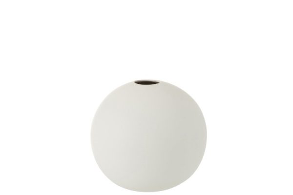 Bílá keramická kulatá váza Matt White M - 18*18*17 cm J-Line by Jolipa  - -