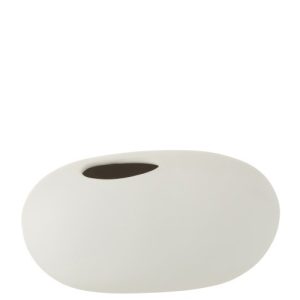 Bílá keramická oválná váza Matt White L - 25*15*13 cm J-Line by Jolipa  - -