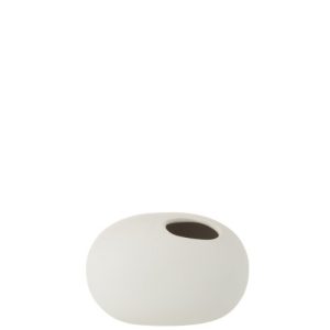 Bílá keramická oválná váza Matt White S - 16*10*11 cm J-Line by Jolipa  - -