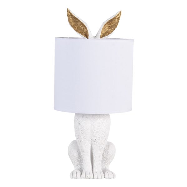 Bílá stolní lampa králík s bílým stínidlem Rabbi - Ø 20*45 cm E27/max 1*60W Clayre & Eef  - -