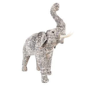 Bílo-černá antik dekorace socha slon M - 30*12*32 cm Clayre & Eef  - -
