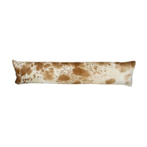 Bílo-hnědý kožený dlouhý polštář z hovězí kůže Cow brown - 90*20*10cm Mars & More  - -