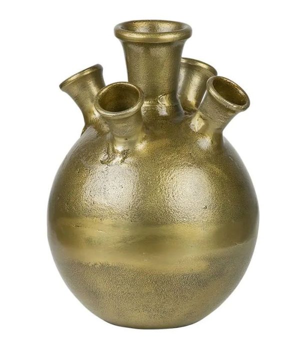 Bronzová antik kovová raw váza Tulip - 20*20*28cm Mars & More  - -