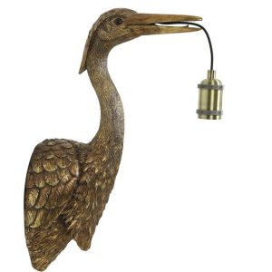 Bronzová antik nástěnná lampa jeřáb Crane - 30*16*48 cm / E27 Light & Living  - -