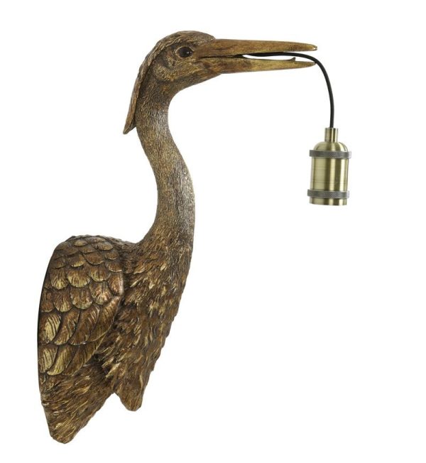 Bronzová antik nástěnná lampa jeřáb Crane - 30*16*48 cm / E27 Light & Living  - -