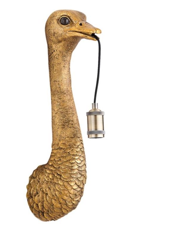 Bronzová antik nástěnná lampa pštros Ostrich bronze - 18*15*57 cm / E27 Light & Living  - -