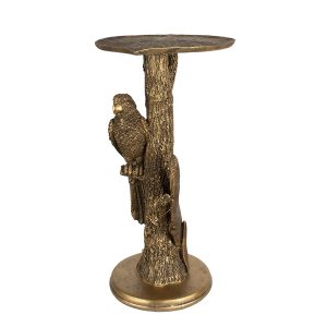 Bronzový antik odkládací stolek s papouškem Parrot - 39*32*60 cm Clayre & Eef  - -