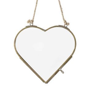 Bronzový antik závěsný fotorámeček ve tvaru srdce Heart - 15*15*1cm Light & Living  - -