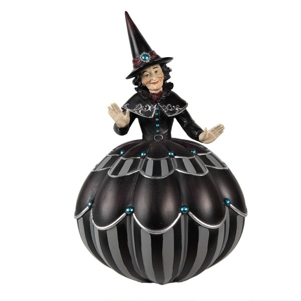Černá dekorace čarodějnice na dýni Halloween - Ø 27*39 cm Clayre & Eef  - -
