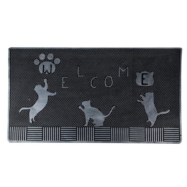 Černá gumová rohožka Welcome - 75*45*1 cm Clayre & Eef  - -