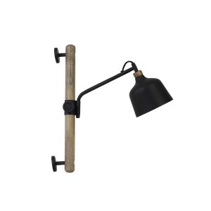 Černá kovová nástěnná lampa se dřevem Banu M - 40*14*44 cm Light & Living  - -