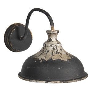 Černá nástěnná retro lampa s patinou - 40*27*25 cm E14/max 1*25W Clayre & Eef  - -