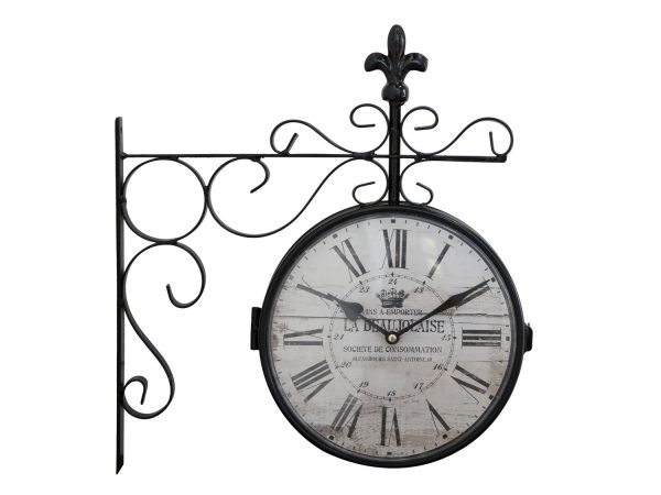 Černé antik nástěnné hodiny La Beaujolaise – 36*8*41cm/ 2*AA Chic Antique  - -
