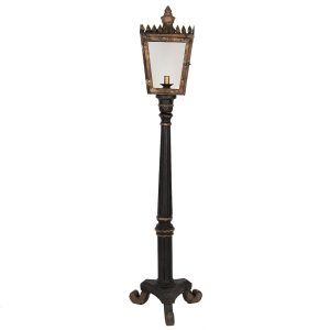 Černo-zlatá stojací lampa ve tvaru pouliční lampy Pip - 44*40*172 cm E14/max 1*25W Clayre & Eef  - -