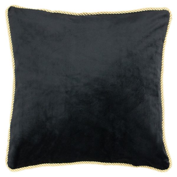 Černý sametový polštář obšitý krouceným zlatým provázkem Velvet black - 45*10*45cm Mars & More  - -