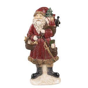 Červená vánoční dekorace socha Santa s dárky - 12*4*24 cm Clayre & Eef  - -