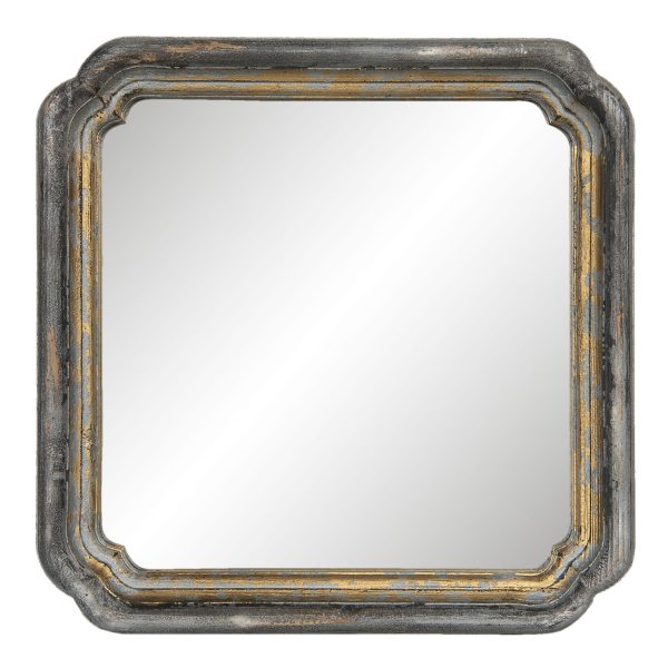 Čtvercové zrcadlo se zaoblenými rohy ve zlatém rámu s patinou - 44*6*44 cm Clayre & Eef  - -