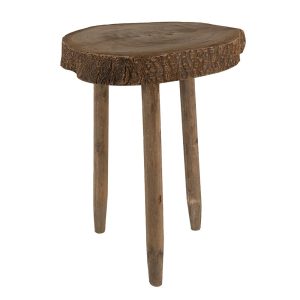 Dekorační květinový dřevěný kulatý stolek - Ø 24*36 cm Clayre & Eef  - -