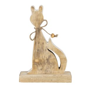 Dřevěná dekorace kočka - 11*3*16 cm Clayre & Eef  - -