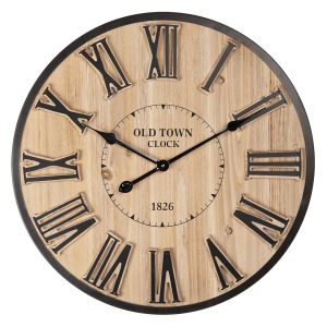 Dřevěné nástěnné hodiny s římskými číslicemi Old Town CLock – Ø 60*5 cm / 1*AA Clayre & Eef  - -