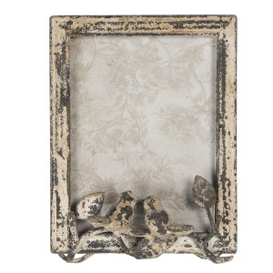 Kovový  vintage fotorámeček s patinou s dekorací ptáčků - 16*7*22 cm/15*20 cm Clayre & Eef  - -