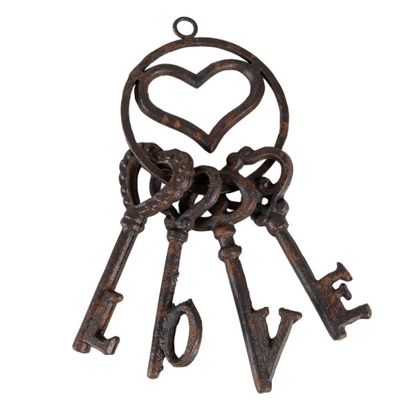 Hnědá litinová dekorace svazek klíčů Love - 10*5*22 cm Clayre & Eef  - -