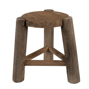 Hnědý dekorační květinový dřevěný kulatý stolek - Ø 18*21 cm Clayre & Eef  - -