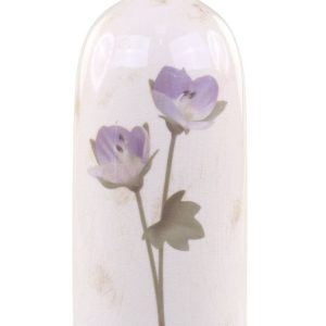 Krémová keramická dekorační váza s květem Versailles - Ø 11*26cm Chic Antique  - -