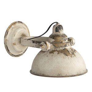 Krémová vintage nástěnná lampa s patinou Filly - 30*21*18 cm Clayre & Eef  - -