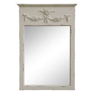 Krémové antik nástěnné zrcadlo s květy Gillia decor - 48*4*72 cm Chic Antique  - -