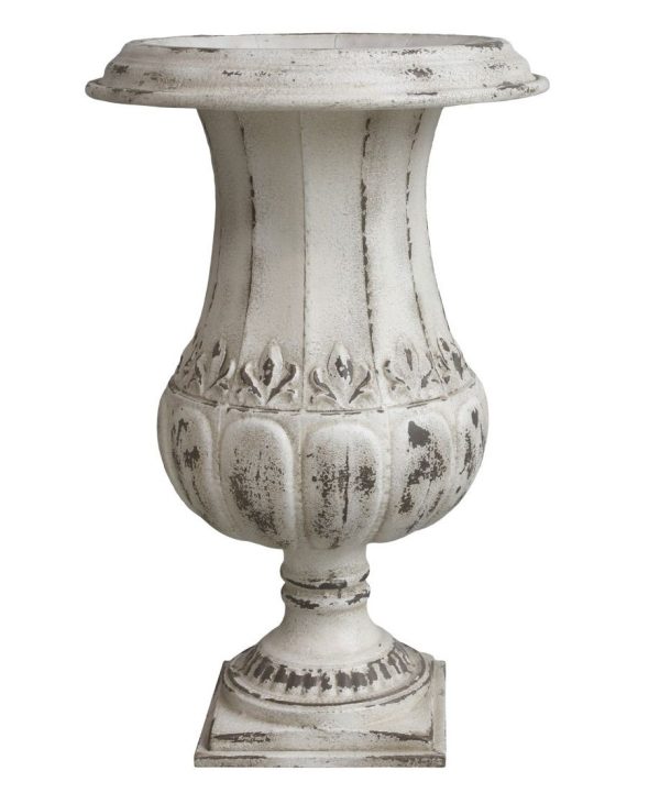 Krémový vintage obal na květináč/ váza ve tvaru číše Frenchie - Ø 42*67cm Chic Antique  - -