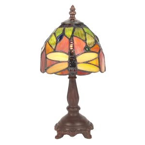 Malá stolní Tiffany lampa s vážkou Dragonfly - Ø 15*26 cm E14/max 1*25W Clayre & Eef  - -
