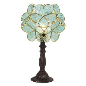 Modrá stolní lampa Tiffany Bloom - 21*21*38 cm Clayre & Eef  - -