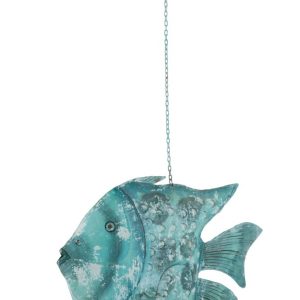 Modrý závěsný svícen veliká ryba Fish Sphere -  78*17*129 (64) cm J-Line by Jolipa  - -