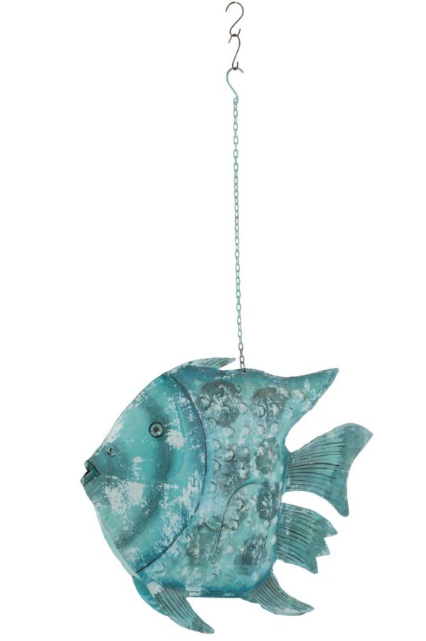 Modrý závěsný svícen veliká ryba Fish Sphere -  78*17*129 (64) cm J-Line by Jolipa  - -